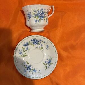 Royal Albert England Tea Cup & Saucer July Forget Me Nots Flower Of Month Series